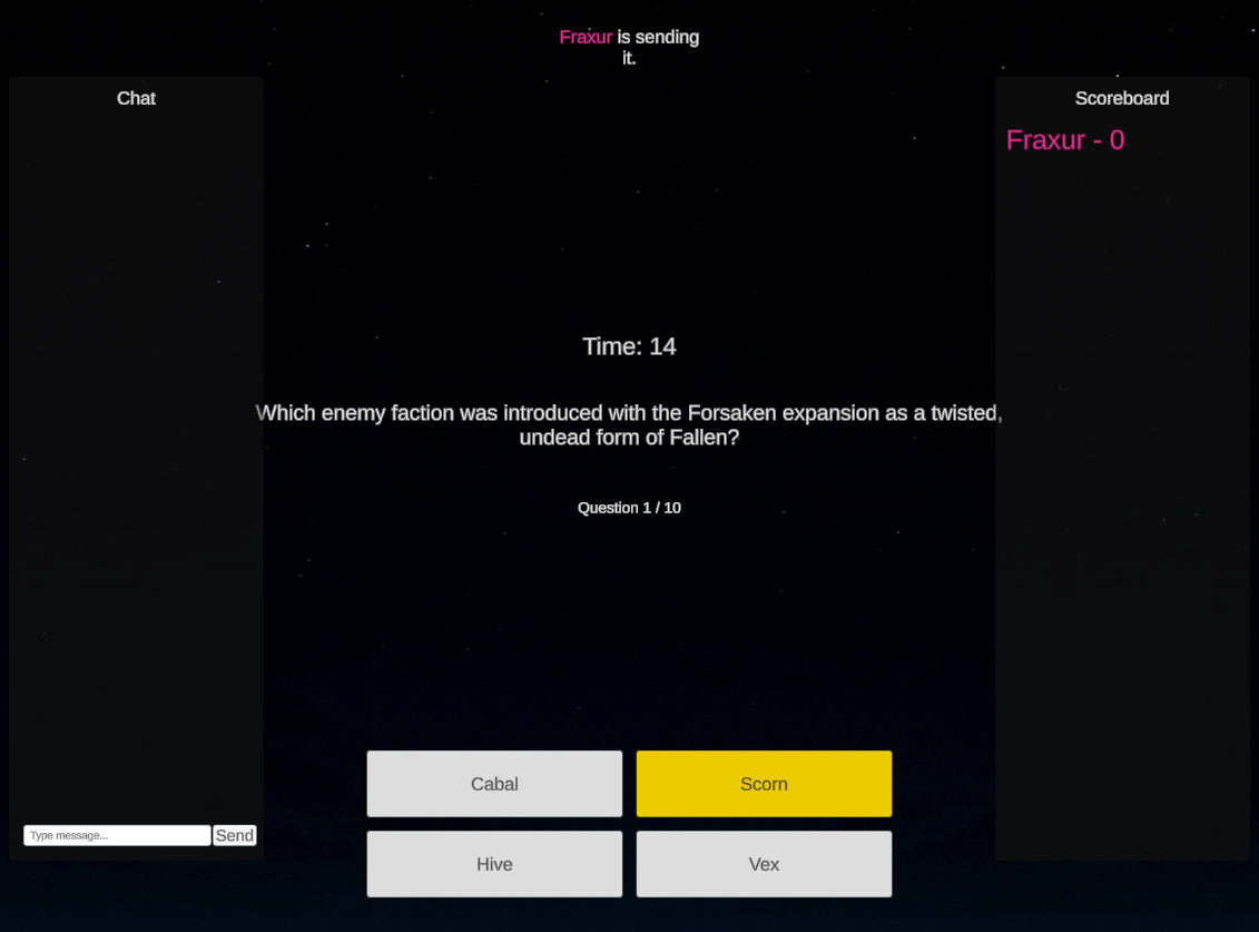 Quiz game project screenshot
